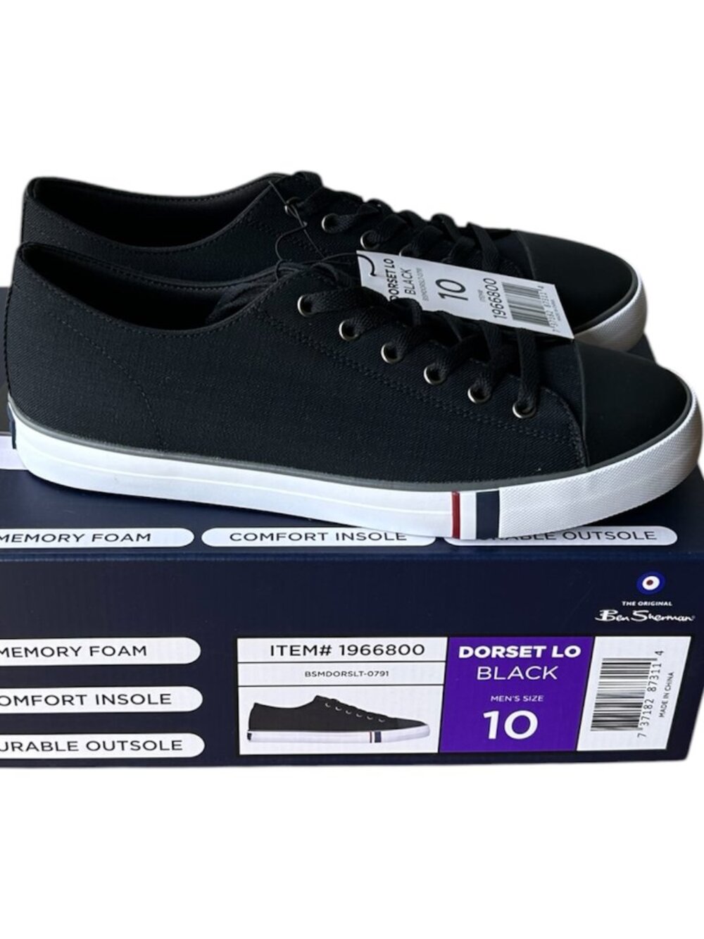 Ben Sherman Men's Canvas Shoe Memory Foam Black Size 10